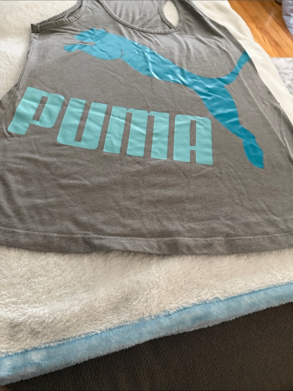 Female Puma Gray workout racer back Tank Top